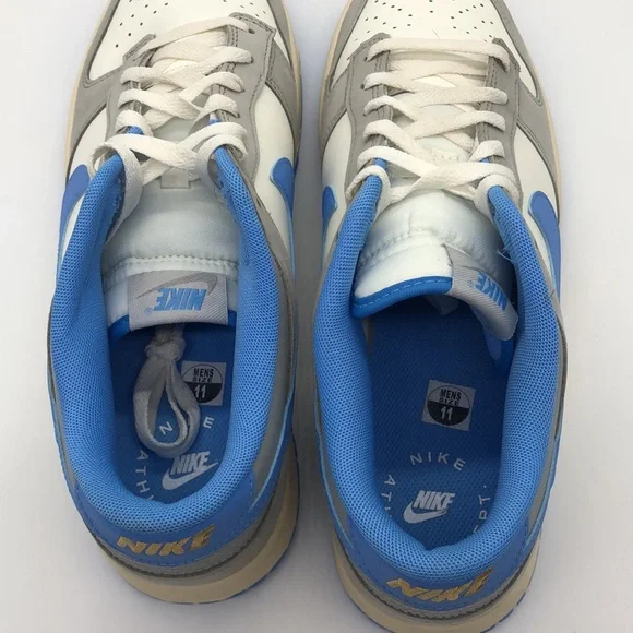 USED Nike Dunk Low Athletic Department Light Grey/Blue/Yellow FN7488-133 No Box - Picture 9 of 9